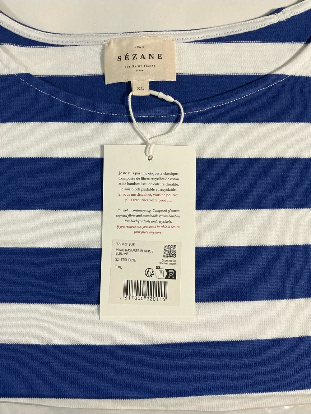 T-Shirt Sue (maxi stripes: white/ blue) - Picture 3 of 5